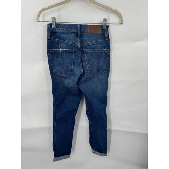 Madewell Women's 10’ High Rise Skinny Button Fly Distressed Jeans Size 23 Blue - Picture 2 of 10